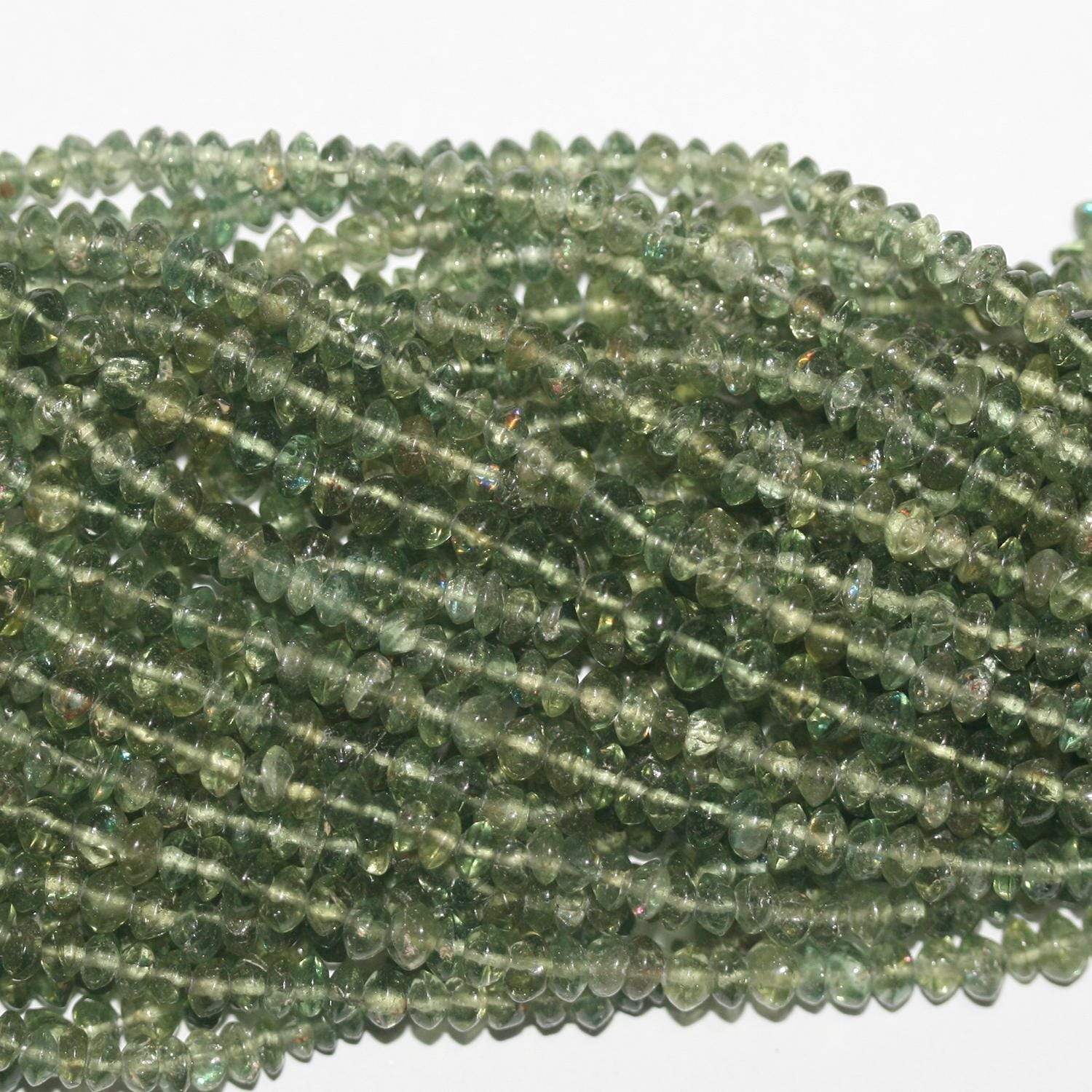 14" St Green Apatite Beads Rondelle Beads 4x3mm.Approx.-Strand 36cm.