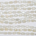 Cuentas rectangulares facetadas de piedra lunar blanca de 7" de 9 x 6 mm - Hilo de 18 cm.