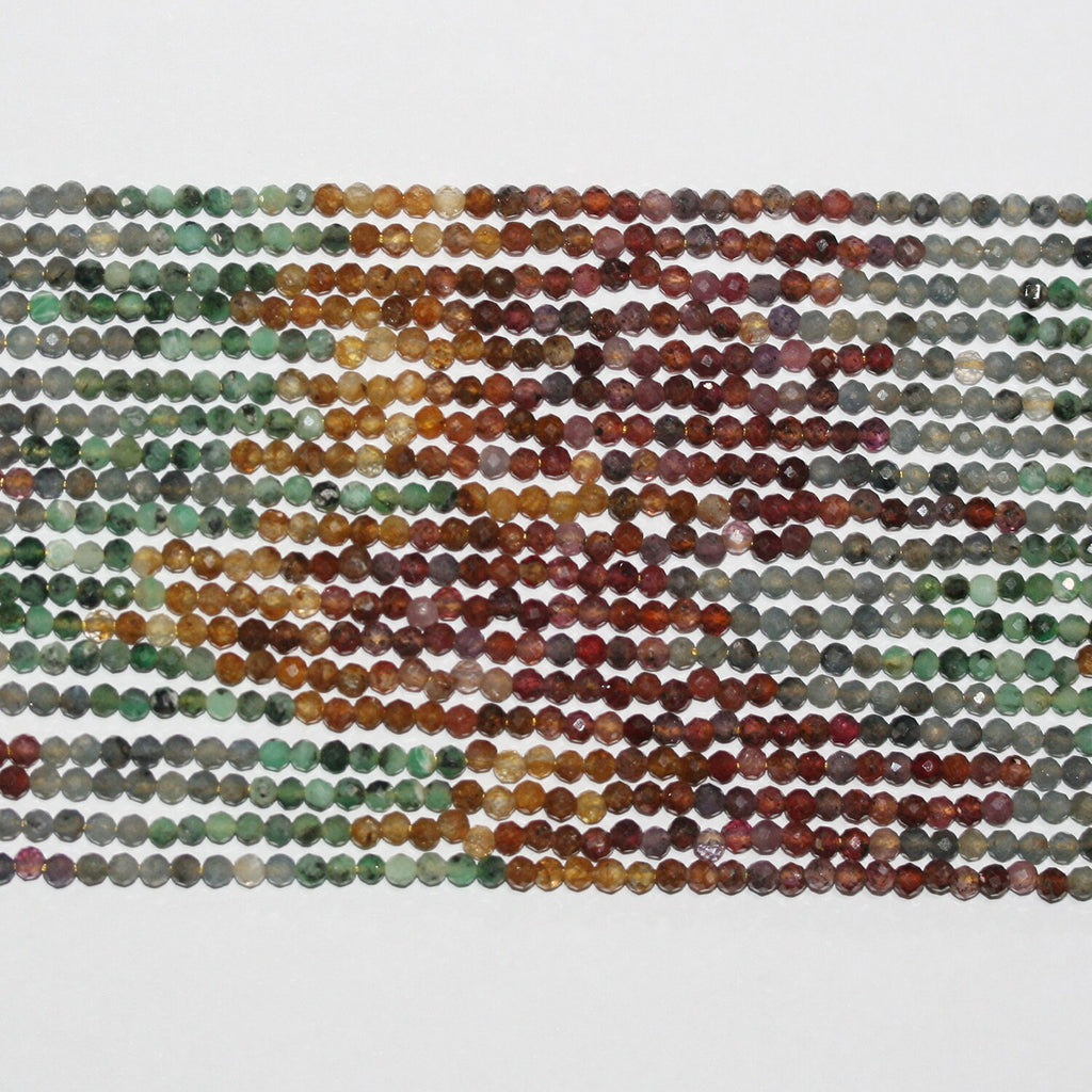 15" St Perles rondes à facettes en pierre multiple 2,5 mm.-Rig 39 cm.