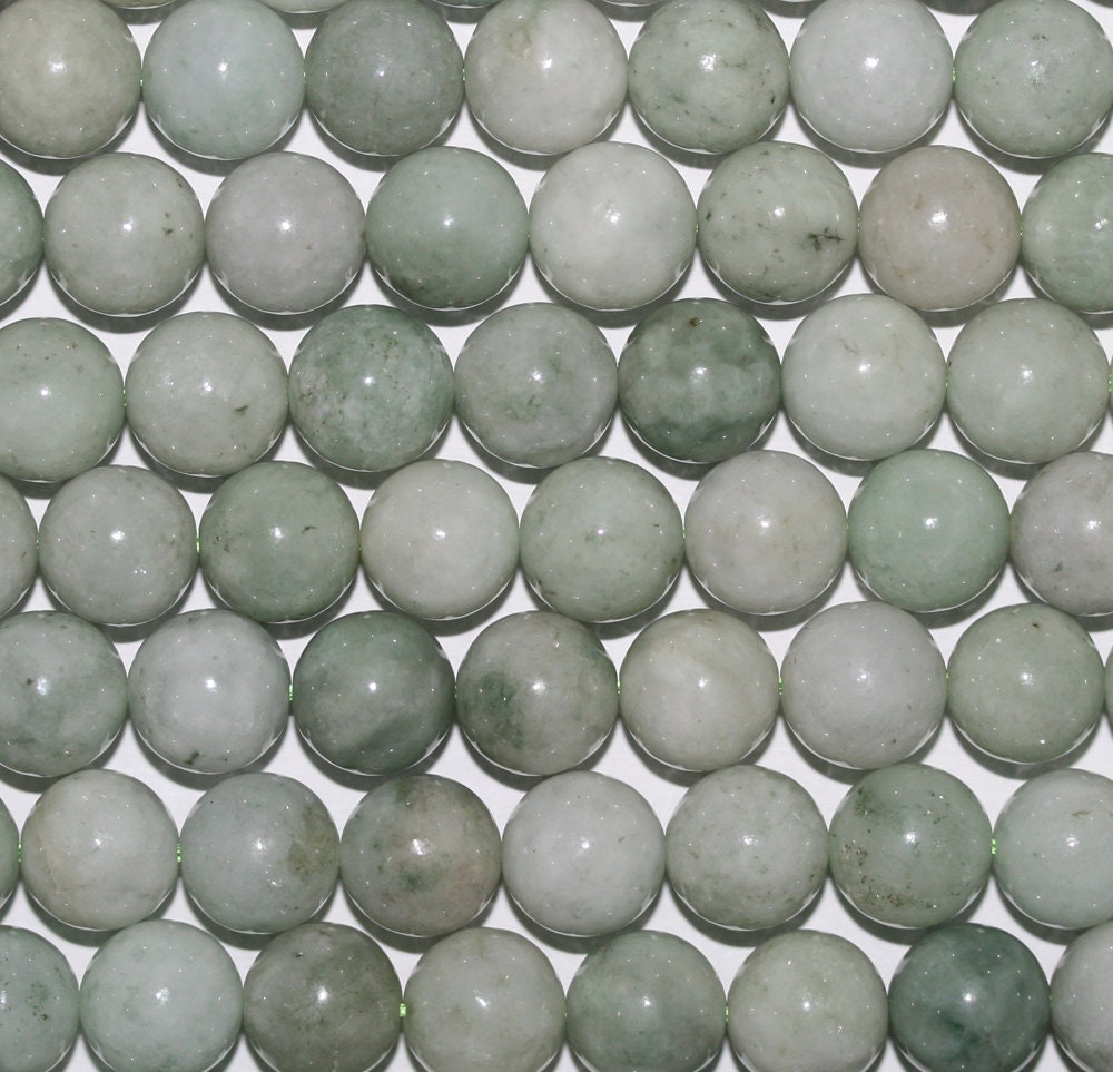 Perles rondes lisses en jade de Sainte-Birmanie, 10 mm, 15 pouces (38 cm) - Fil de 39 cm
