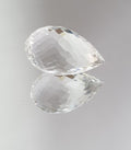 Colgante de gota facetada de cuarzo cristal de roca natural (sin perforar), 19,6 x 11,7 mm (14,95 ct).
