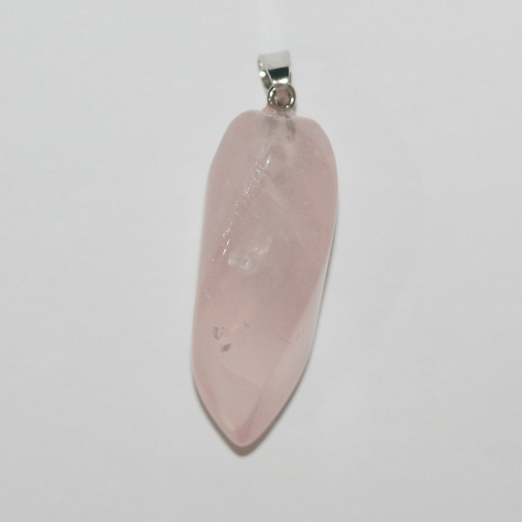 Pendentif en quartz rose à pointe torsadée 41x15mm