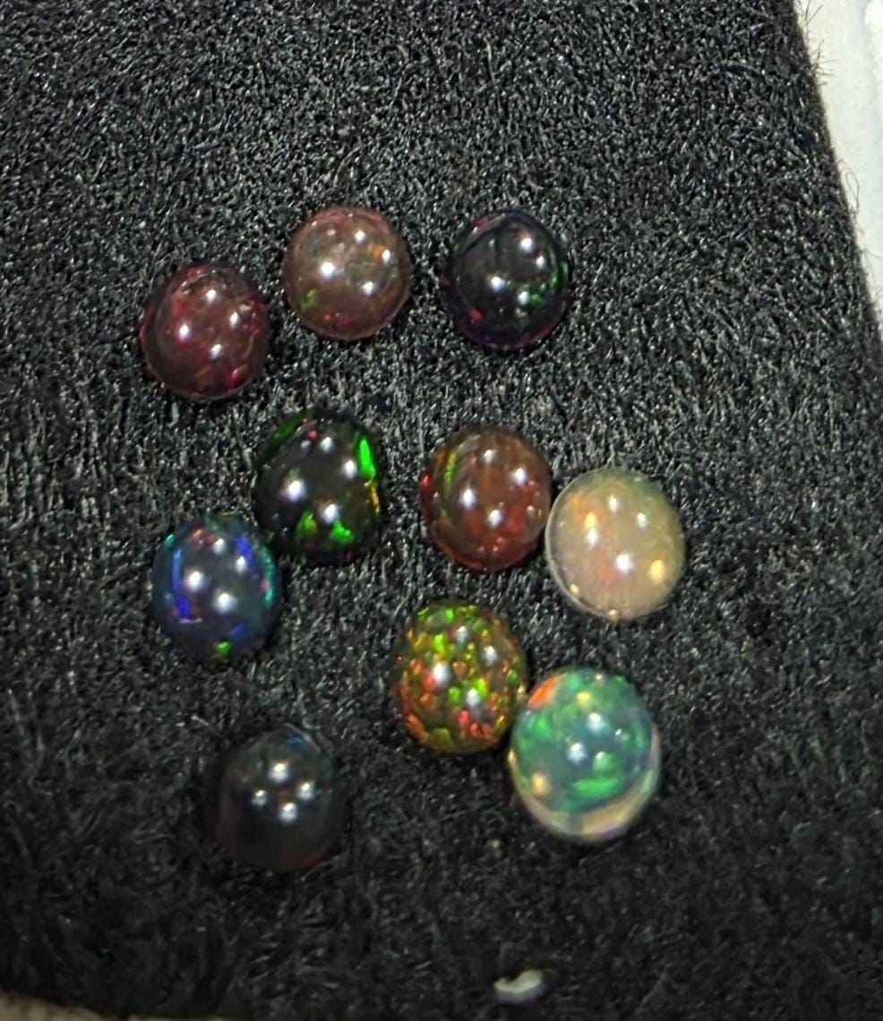 Ethiopian Black Opal Lot Round Cabochon 3mm. (10pcs)  -Gemstone Parcels-Loose Stones Wholesale Price