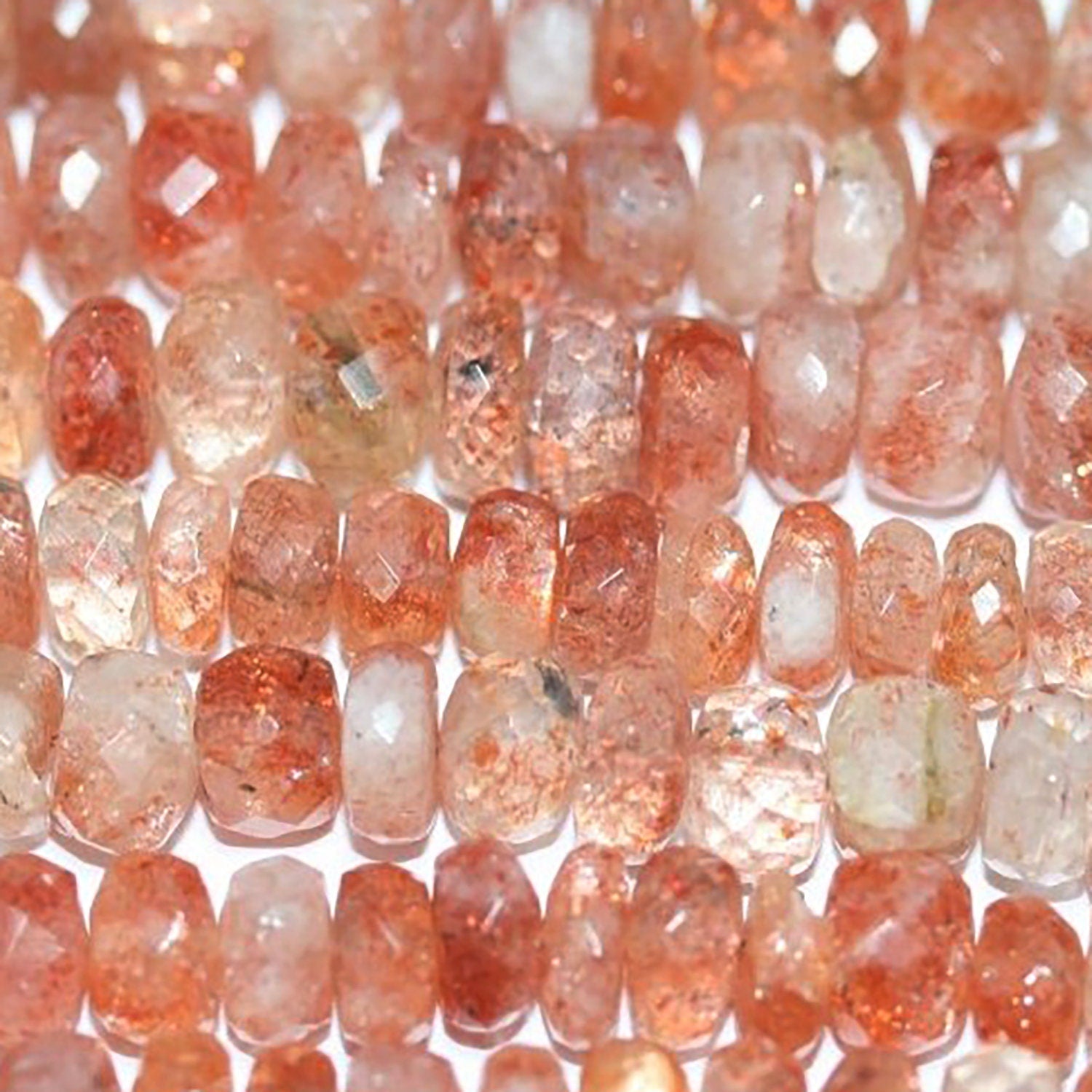 Perles rondelles facettées en pierre de soleil St, 14 pouces (environ 8 x 5 mm) - Longueur du fil : 37 cm