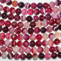 Cuentas redondas lisas de ágata fucsia rayada de 16", 12 mm (tira de 40 cm)