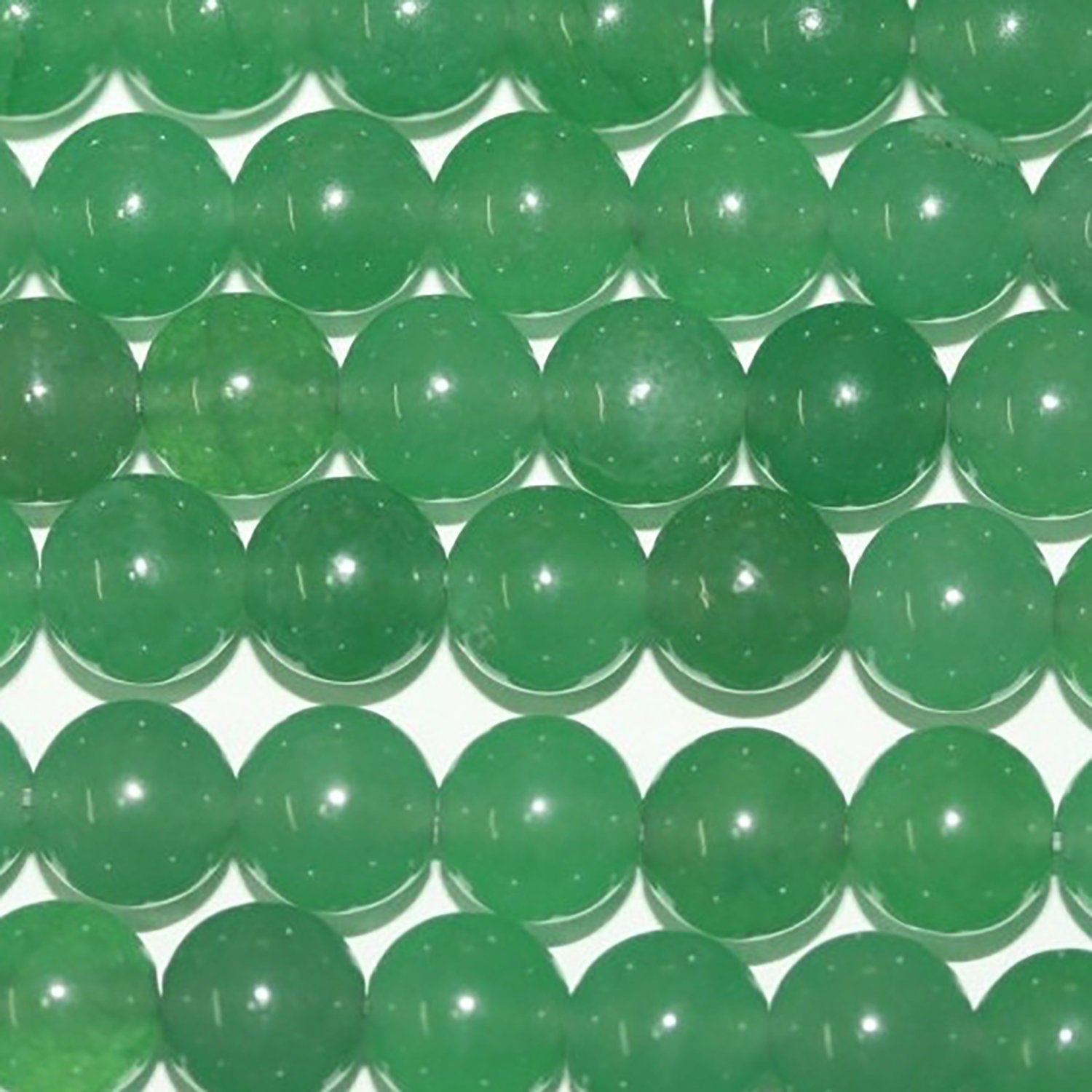 14" St Green Aventurine Smooth Round Beads 8mm.-Strand 38cm