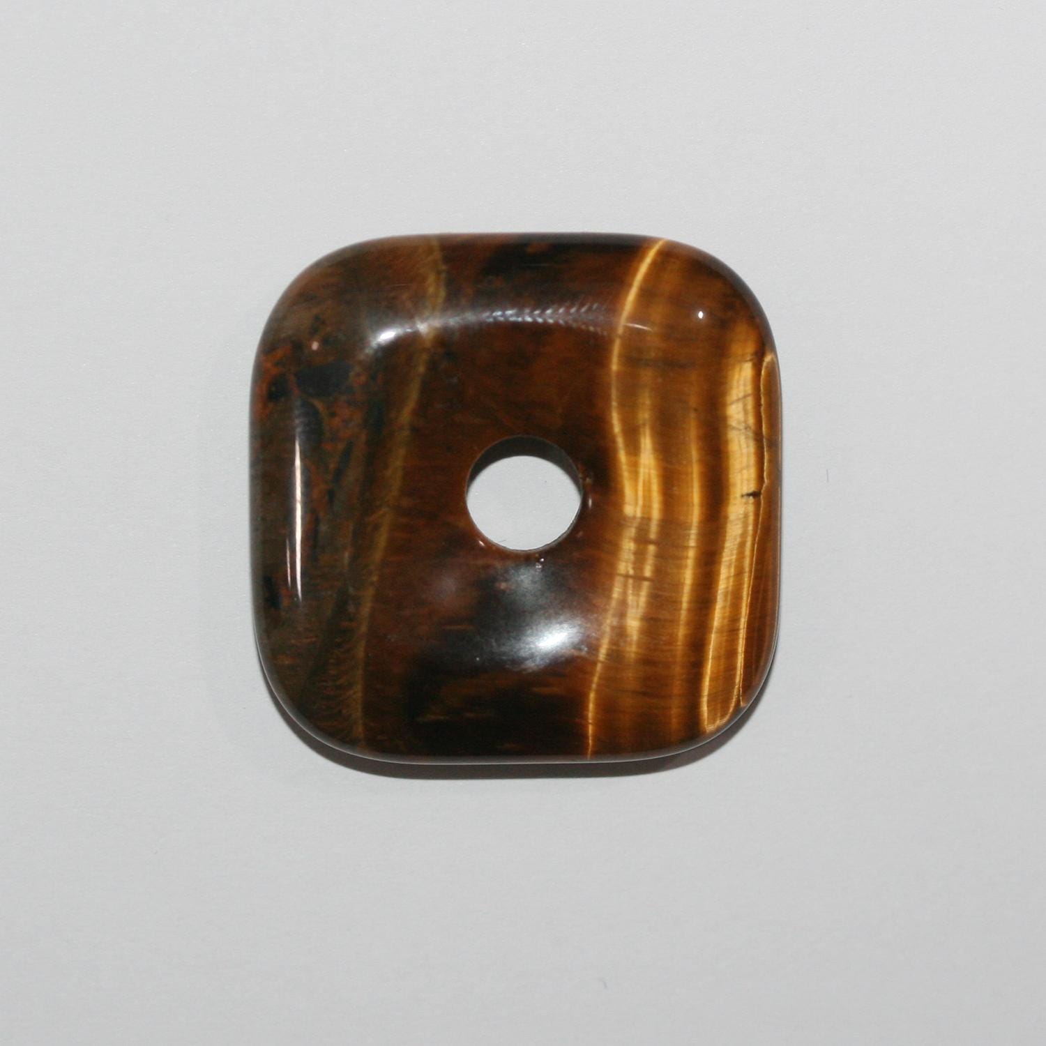 Colgante cuadrado liso de ojo de tigre de 30 mm