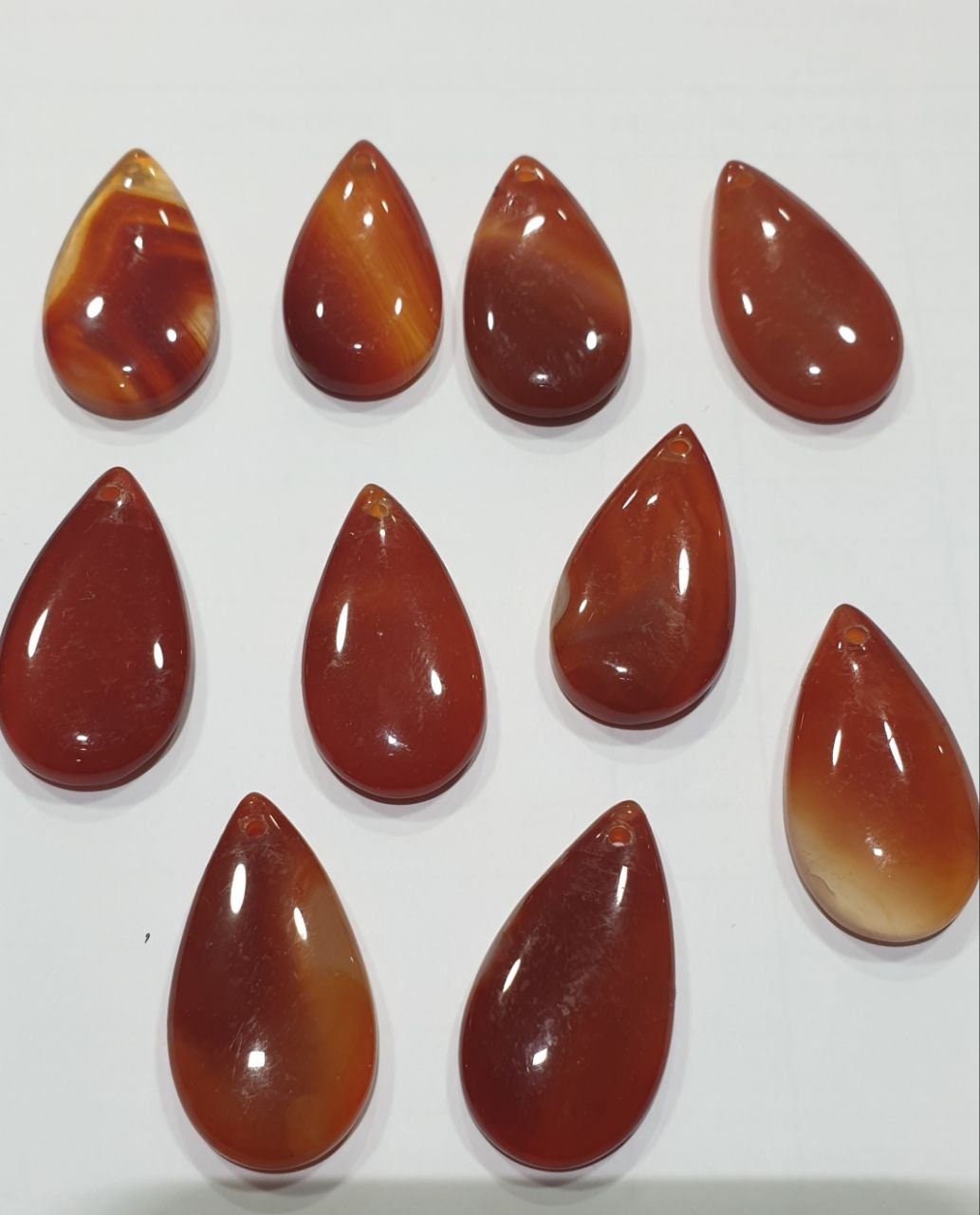 Pendentif goutte en cornaline naturelle 34 x 18 mm - Agate rouge