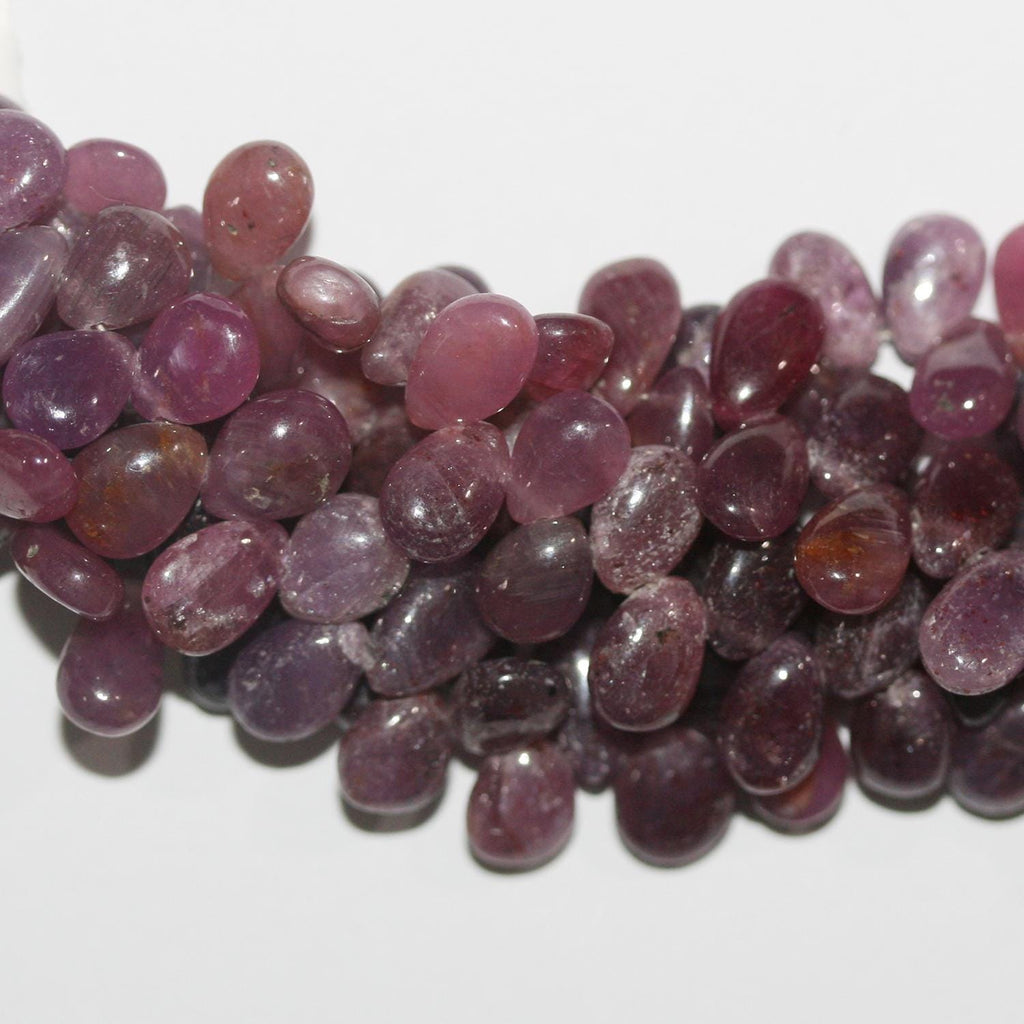 Perles en forme de goutte lisses en saphir rose St 8x6mm.-Rig 20cm.