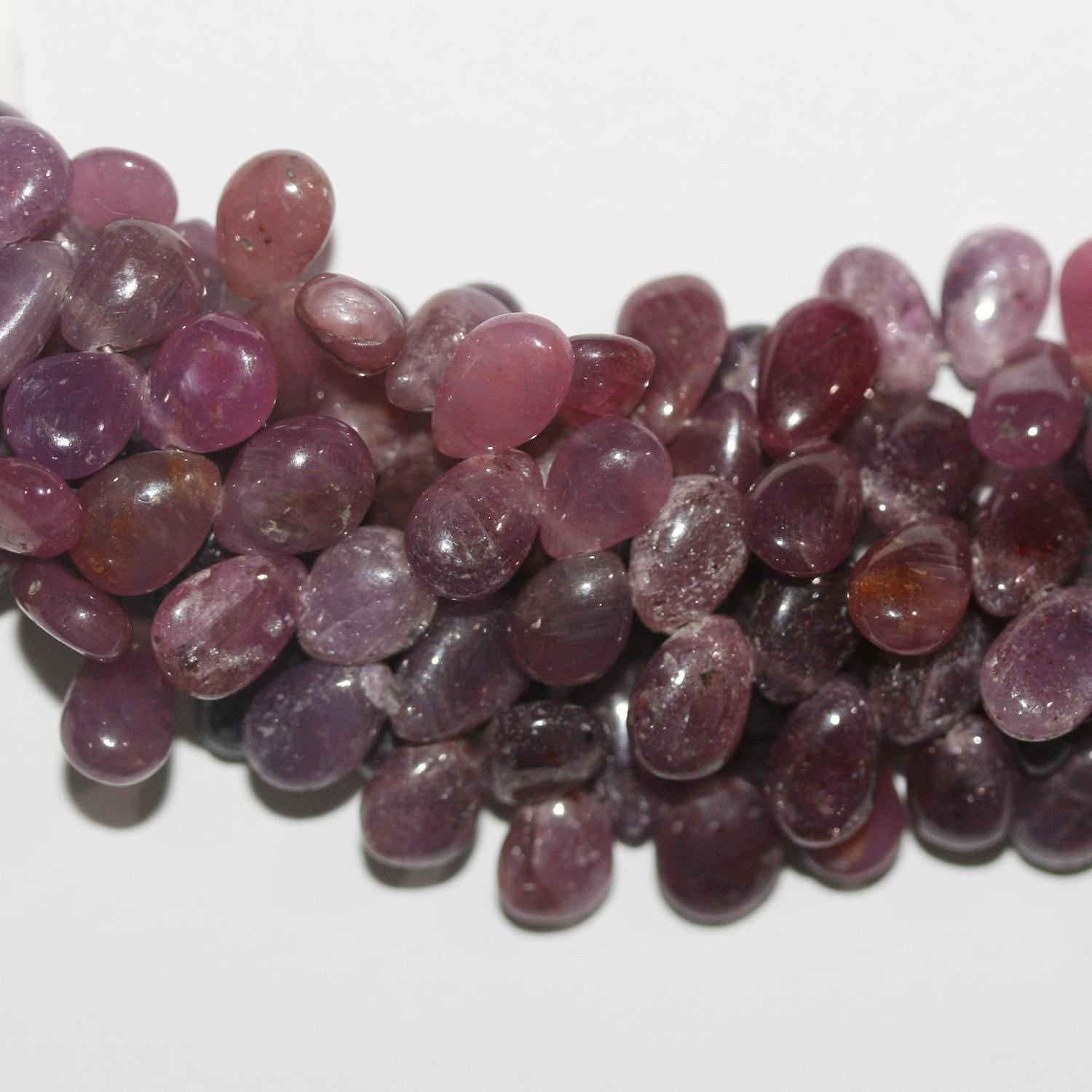 Perles en forme de goutte lisses en saphir rose St 8x6mm.-Rig 20cm.