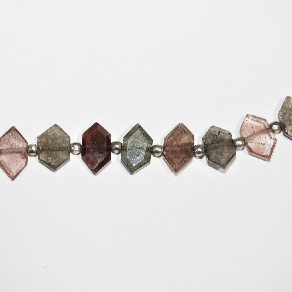 Perles de diamant facettées en spectrolite St de 8 pouces (6 x 10 mm) - Fil de 21 cm