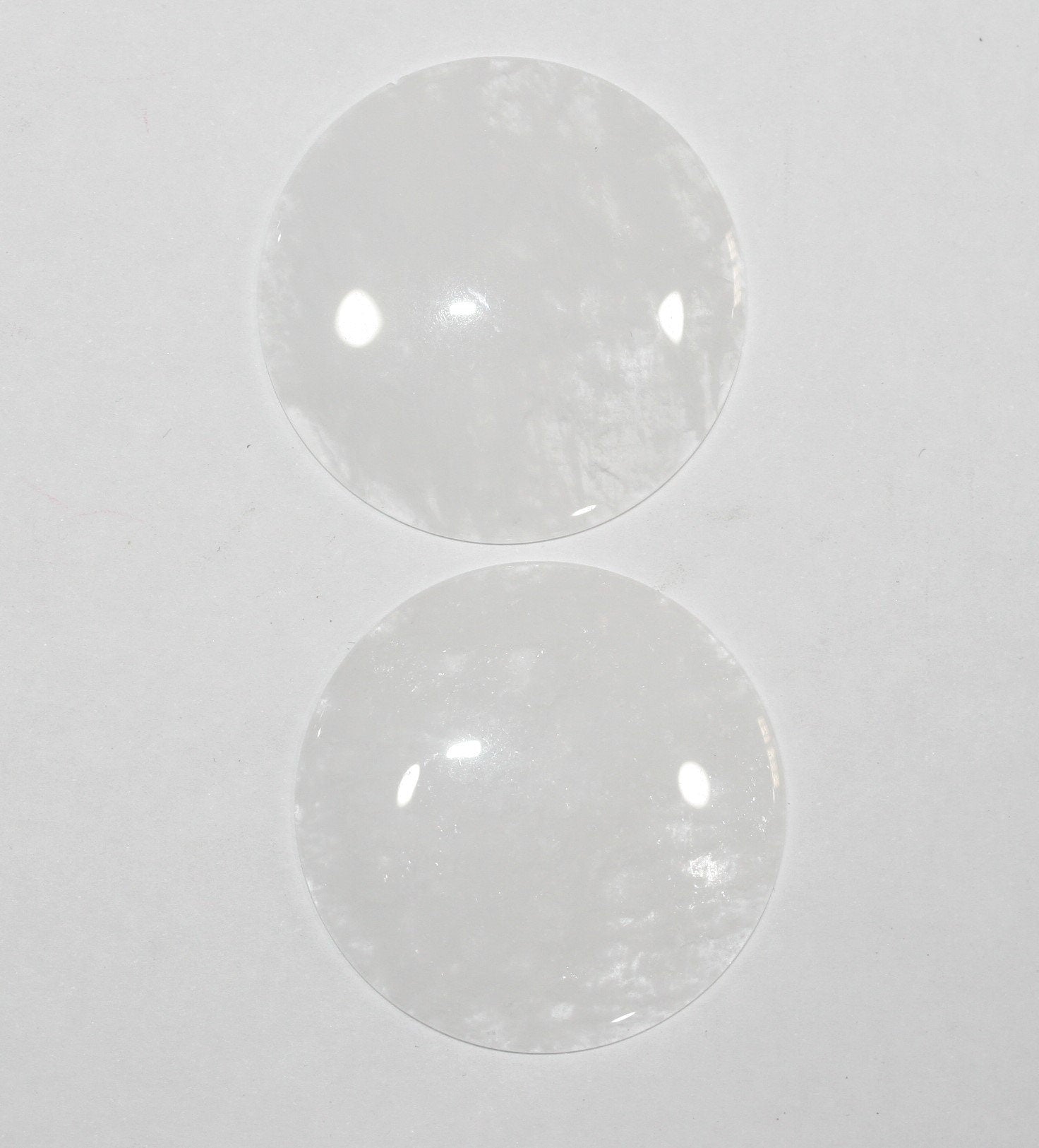 Lote de 2 cabujones redondos de cuarzo cristal de roca de 36,5 mm (2 unidades)