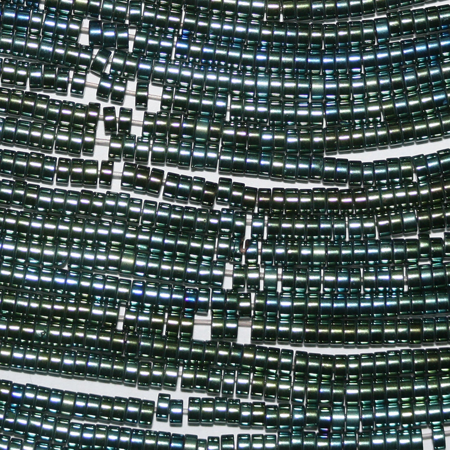 Cuentas de disco lisas de hematita verde de 16" (2 x 1 mm) - Hilo de 40 mm