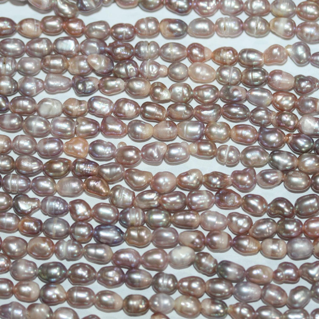 13" St FreshWater  Multicolor Oval Pearl Beads 4-4.5mm -Strand 35cm- Item.14770 -Natural Pearls wholesale Prices