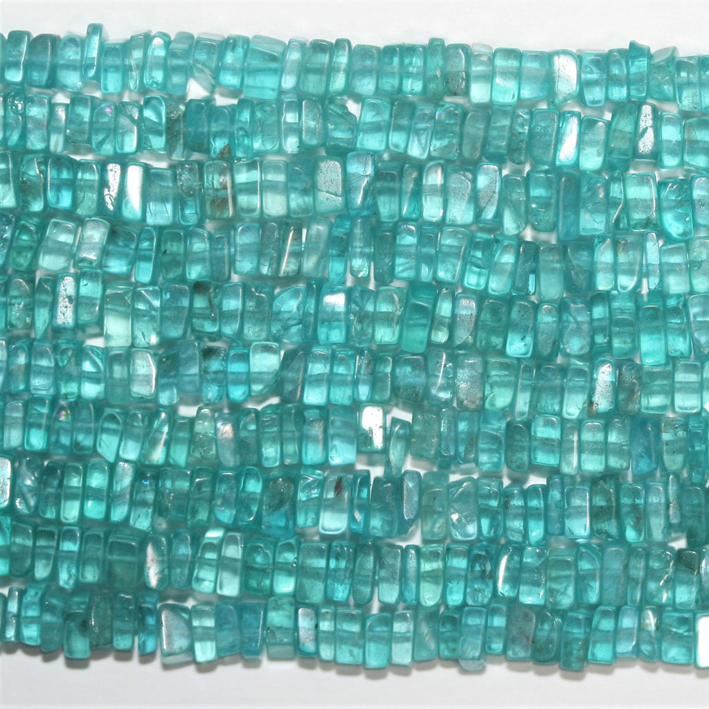 Cuentas cuadradas planas y lisas de apatita azul de 16" de 4 x 2 mm - Hilo de 42 cm.