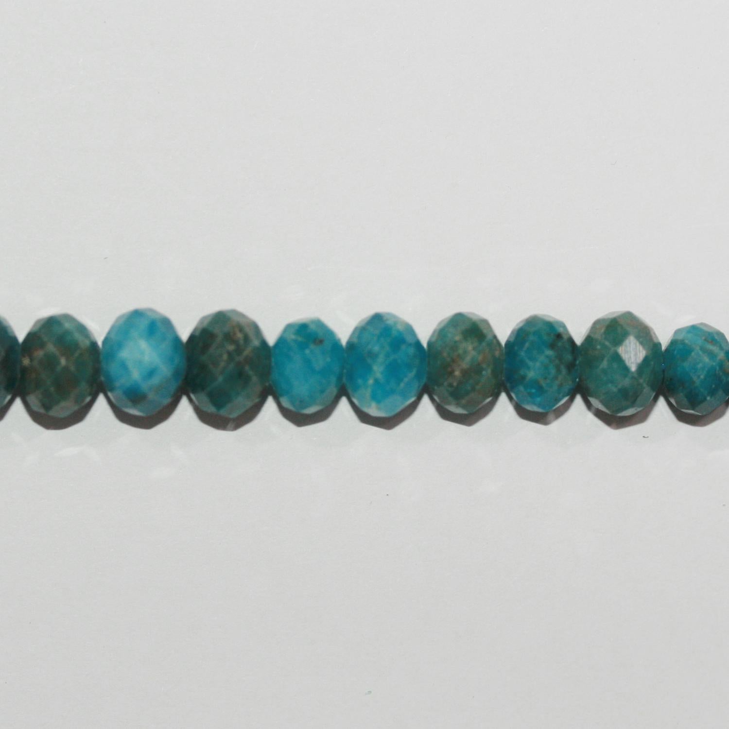 Perles rondelles à facettes en apatite bleue St, 15 pouces (8 x 6 mm) - Fil de 39 cm