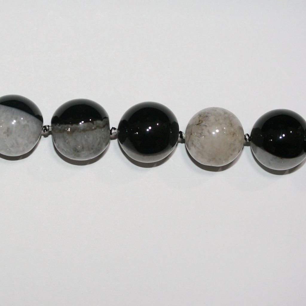15" St Banded Onyx Round Beads Smooth 20mm.-String 39cm.