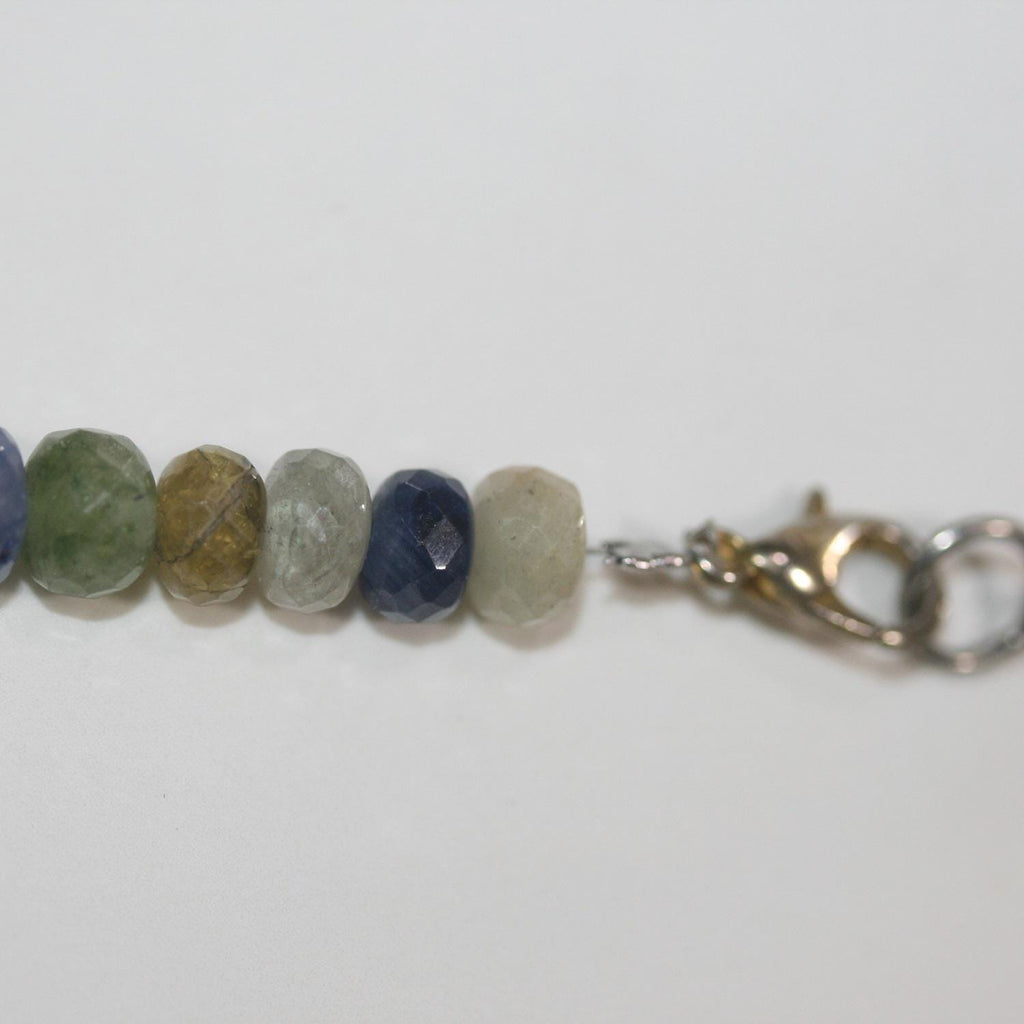 Multi Sapphire Graduated Faceted Rondelle Necklace 15x12mm - 6x4mm Approx. Strand: 54cm. -Item.14971