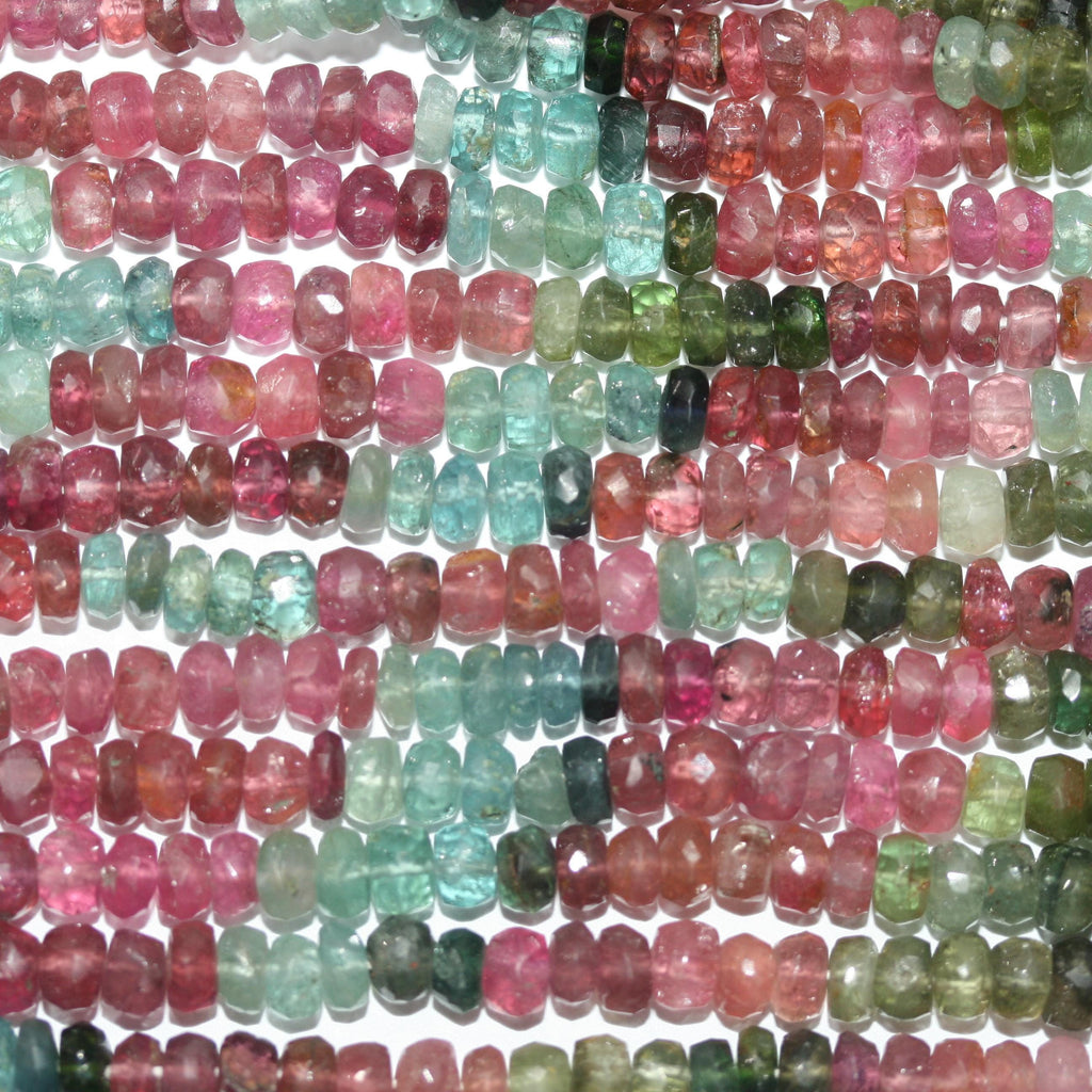 13" St Tourmaline Faceted Rondelle Beads 5x3mm.-Strand 33cm