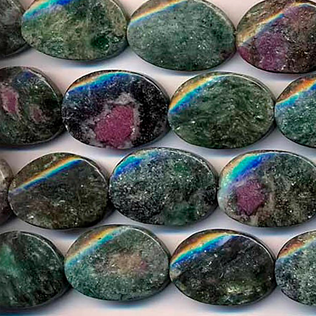 16" St Ruby Fuchsite Smooth Twisted Oval Beads 25x18mm.Approx.-Strand 40cm