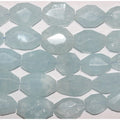 16" St Aquamarine Graduated Faceted Flat Octagonal Nugget Beads 20x14-31x23mm. Approx.-Strand 47cm