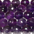 Cuentas redondas facetadas de amatista de 16" (12 mm) - Hilo de 40 cm