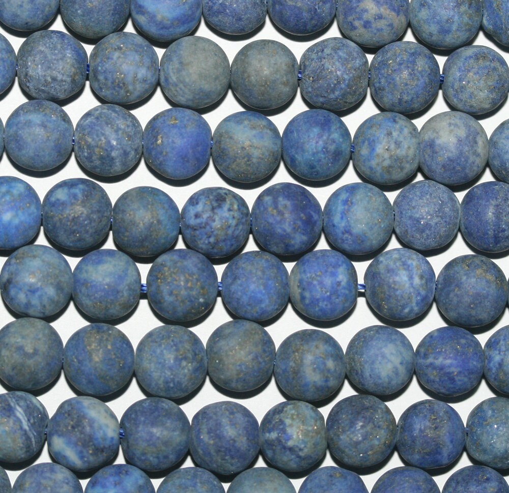 Perles rondes en lapis-lazuli St, finition mate lisse, 8 mm, 15 pouces - Fil de 40 cm.