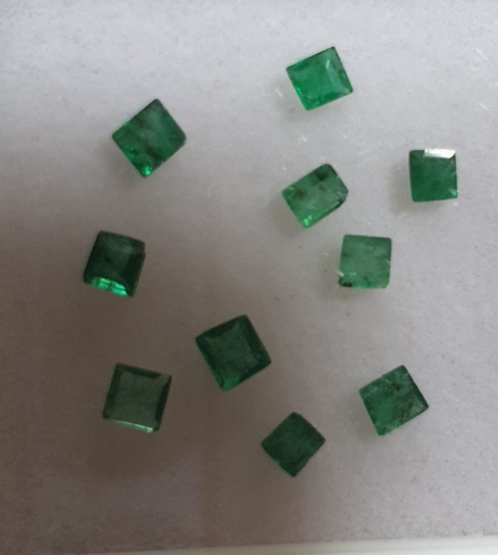 10 Pcs Emerald Lot Square 2.2-2.4 mm -Tiny Emeralds-Natural Gemstones- African Emerald Lot