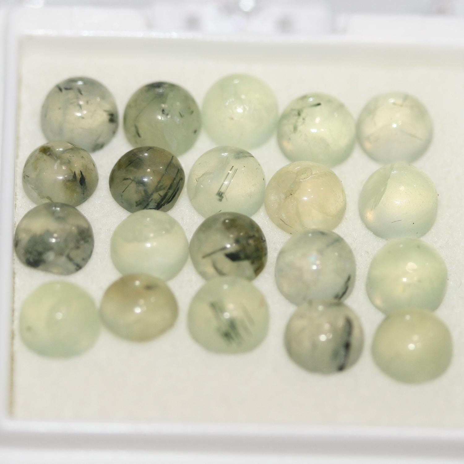 Lote de 20 cabujones redondos de prehnita de 6 mm (20 unidades)