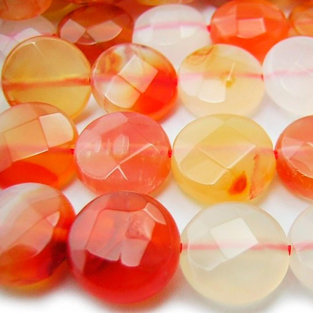 Perles facettées en cornaline de 15 pouces (10 mm) - Fil de 40 cm