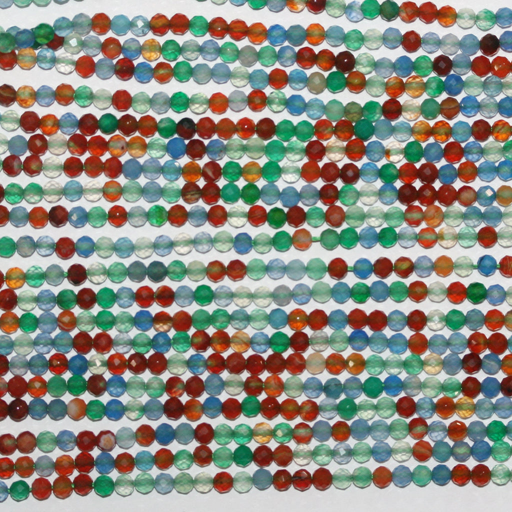 15" St Perles rondelles à facettes en agate multicolore 3x2,5mm.-Rig 39cm.