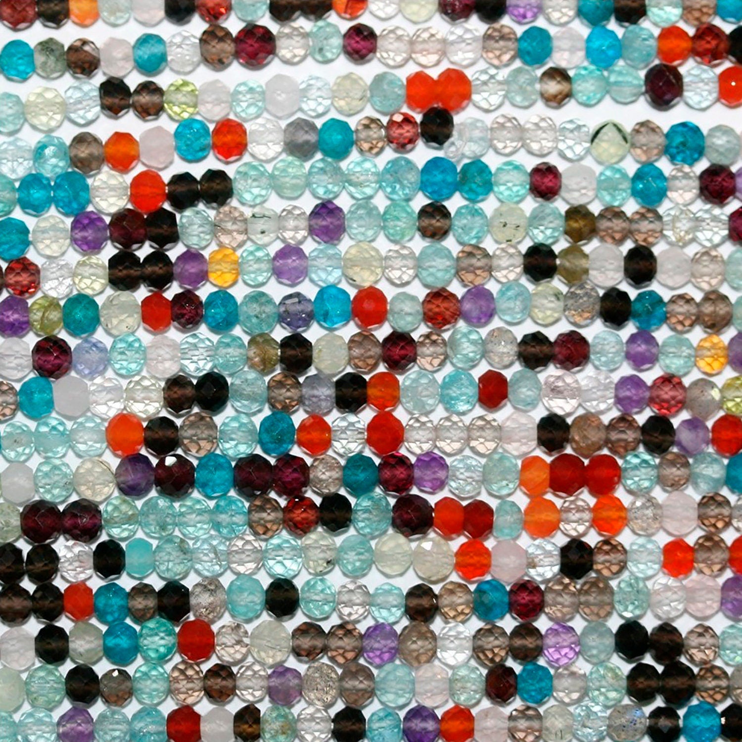 13" St Multi Stone Faceted Round Beads 3-3.5mm.-Strand 33cm