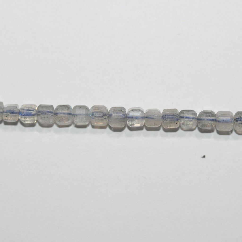 Perles cubiques à facettes en Labradorite de 15 pouces, 3 mm - Fil de 39 cm.