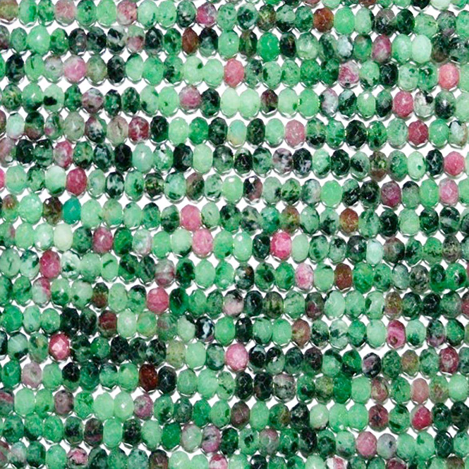 Perles rondelles à facettes en zoïsite rubis St de 15 pouces, 3 x 2 mm. - Fil de 39 cm.