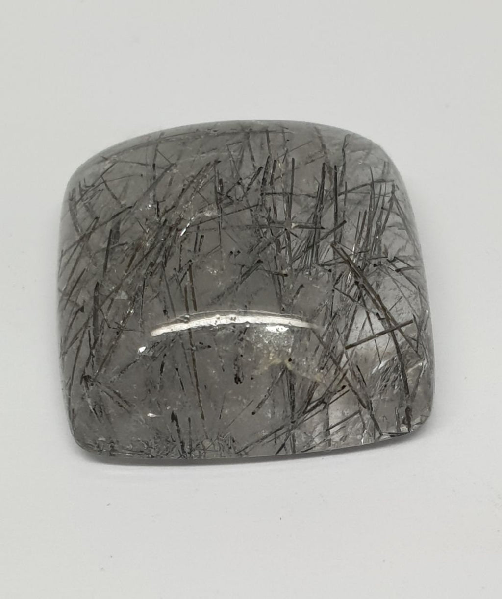 Tourmalinated Quartz Cushion  Cabochon Flat Back 17x17.5mm 21ct Tourmaline Needles Inclusions