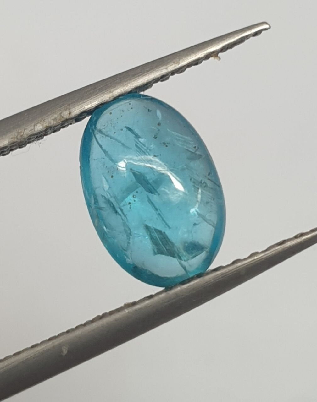 Neon Blue Apatite Oval Cabochon 9.3x6.2mm. 1.37cts-  Natural Untreated Gems-Electric Color