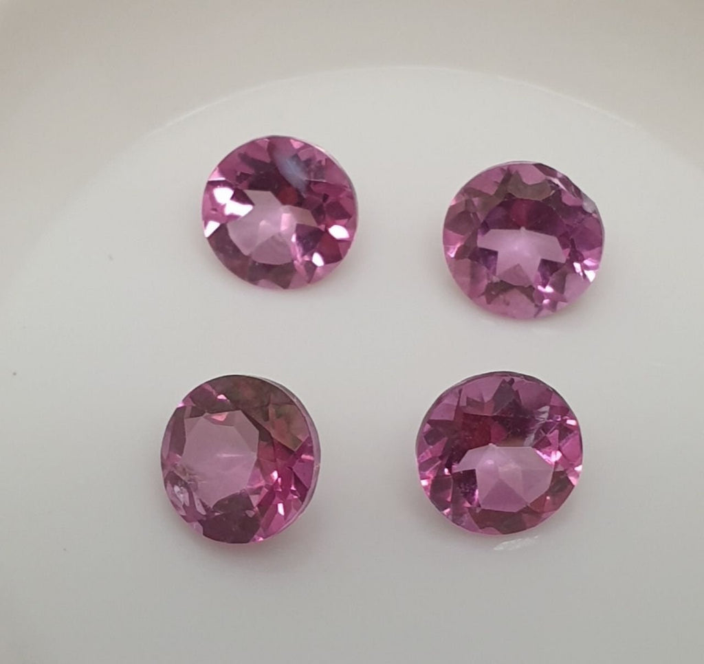 Lote de 4 topacios rosas facetados redondos de 4,5 mm - Gemas al por mayor