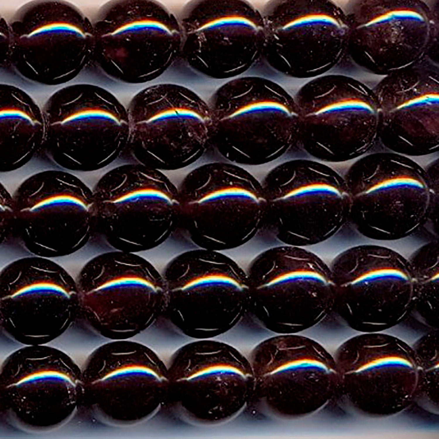 Cuentas redondas lisas de granate de 16" (10 mm) - Hilo de 40 cm