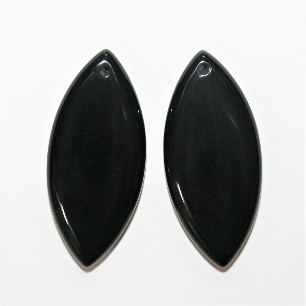 Pendentif en onyx marquise lisse 39 x 17 mm - 2 pièces