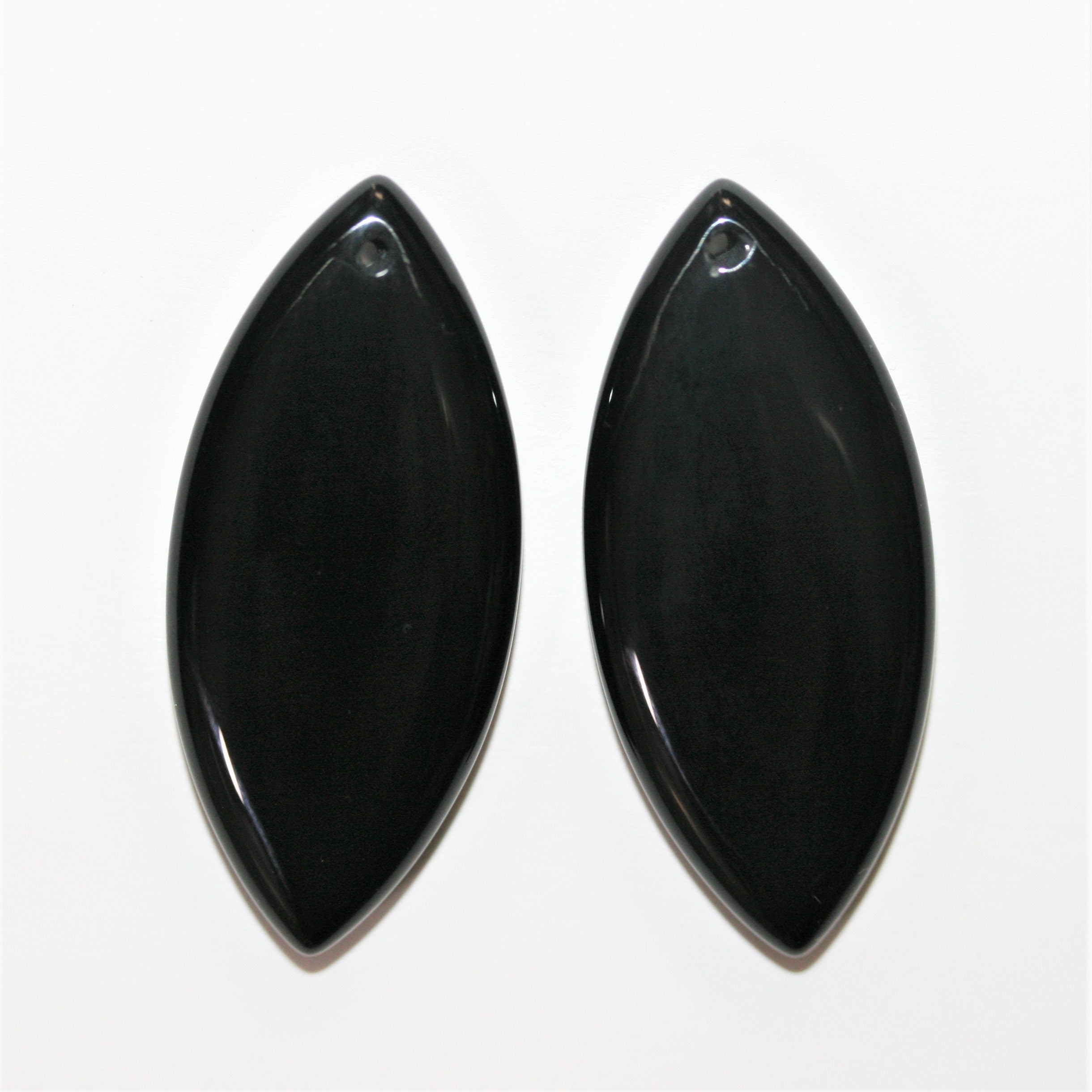 Pendentif en onyx marquise lisse 39 x 17 mm - 2 pièces