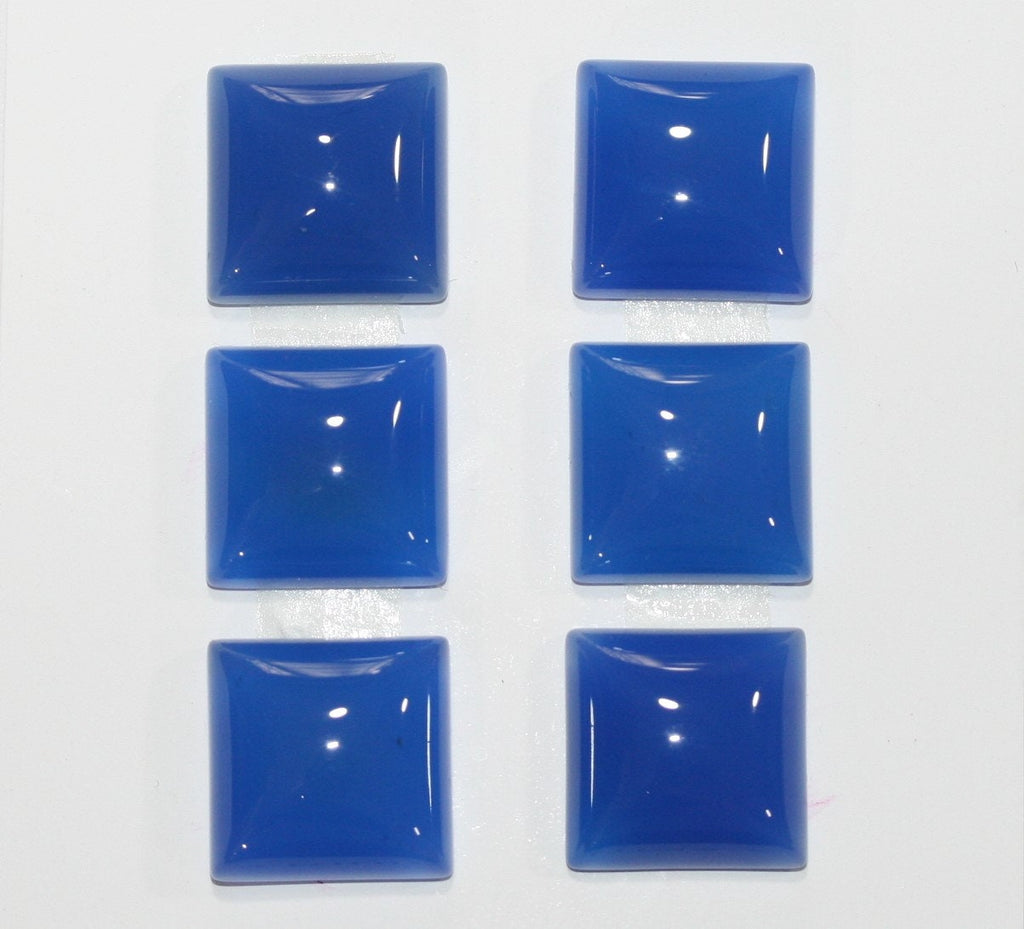 Lote de 6 cabujones cuadrados de ágata azul de 14 mm. (6 uds.)