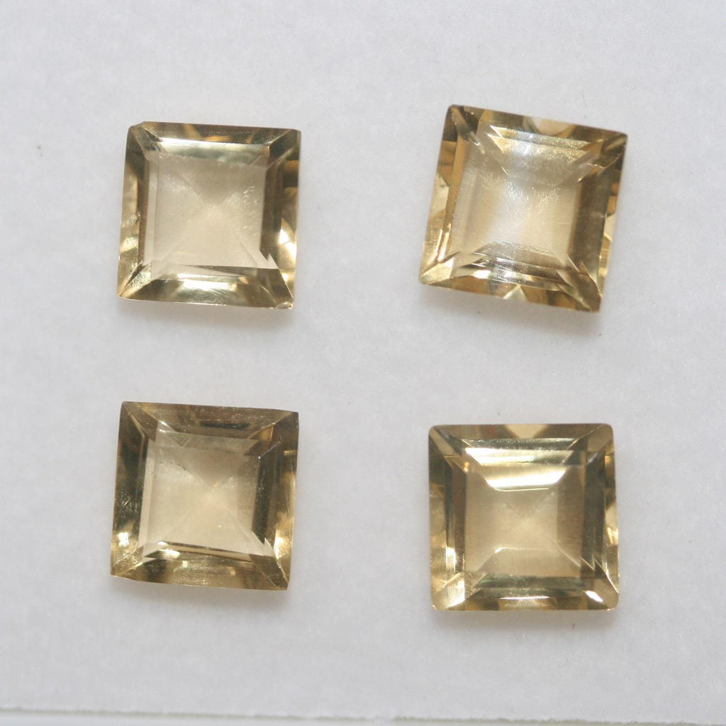Lote de 4 piezas de citrino facetado cuadrado de 8 mm (4 piezas) - Ref. 650LO