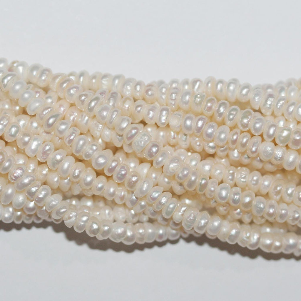 Perla de agua dulce redonda de 14" (4-4,5 mm) - Hilo de 36 cm - Precios al por mayor de perlas naturales