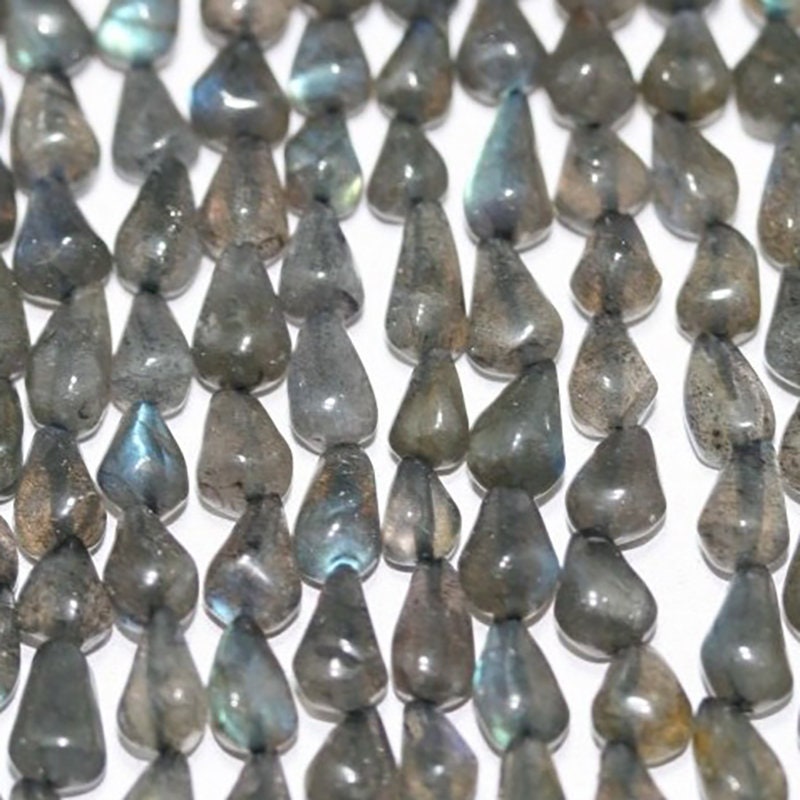 14" St Labradorite Smooth Drop Beads  8x5mm.-Strand 37cm.