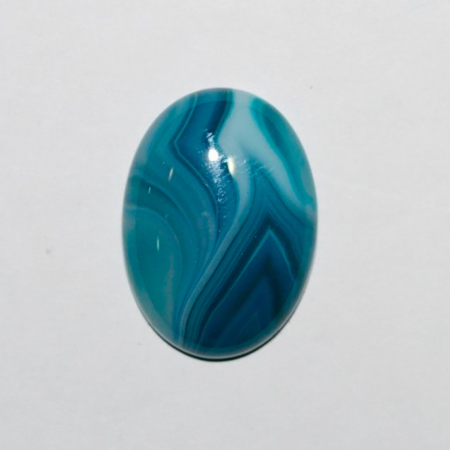 Lote de 2 cabujones ovalados de ágata rayada azul (2 unidades) de 25 x 18 mm