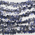 Perles en forme de goutte à facettes en iolite de 9 pouces, 7 x 5 mm. - Fil de 23 cm.