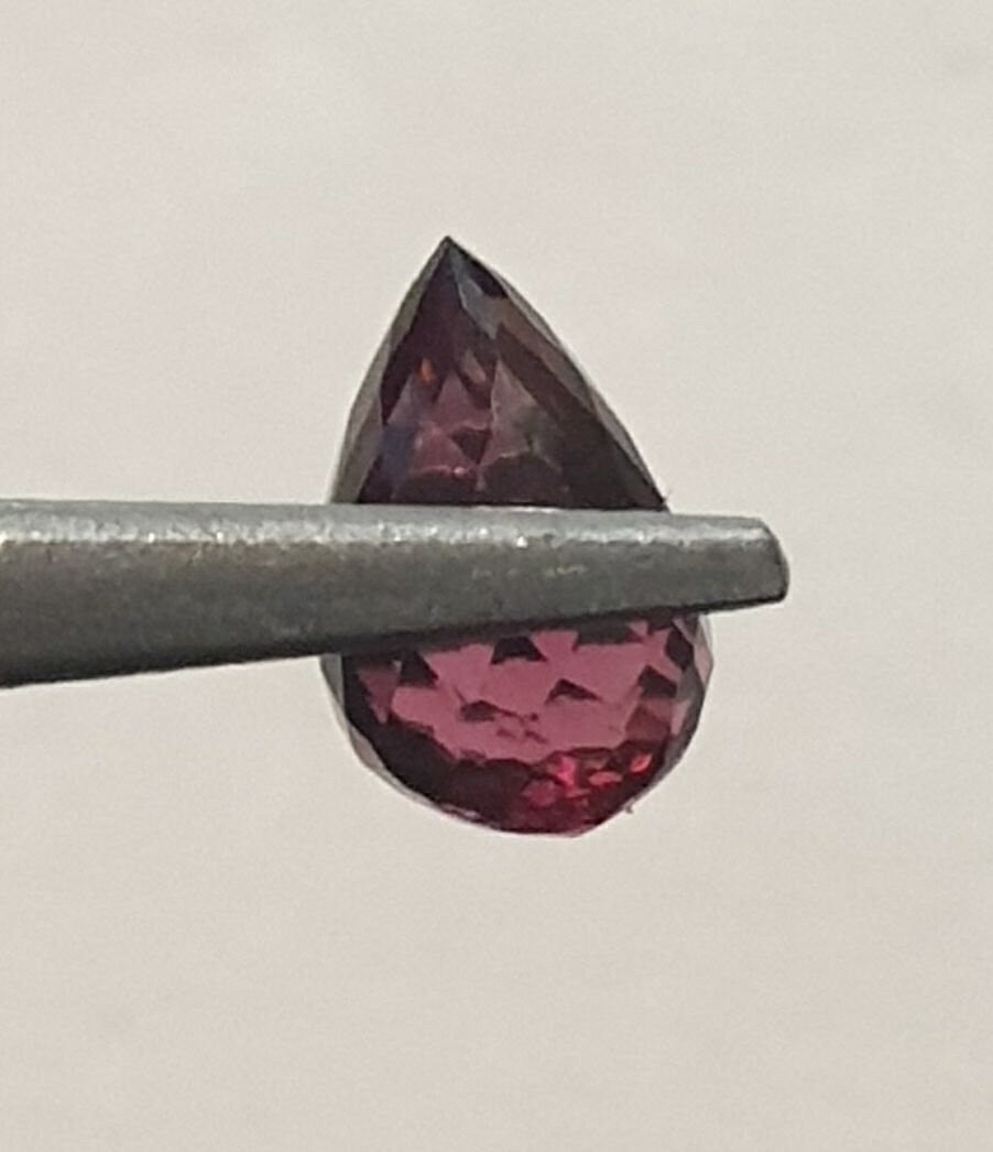 1 Pair Natural Rhodolite Garnet Faceted Briolette Drop 7x5mm Undrilled -Red Garnet - Untreated Gems