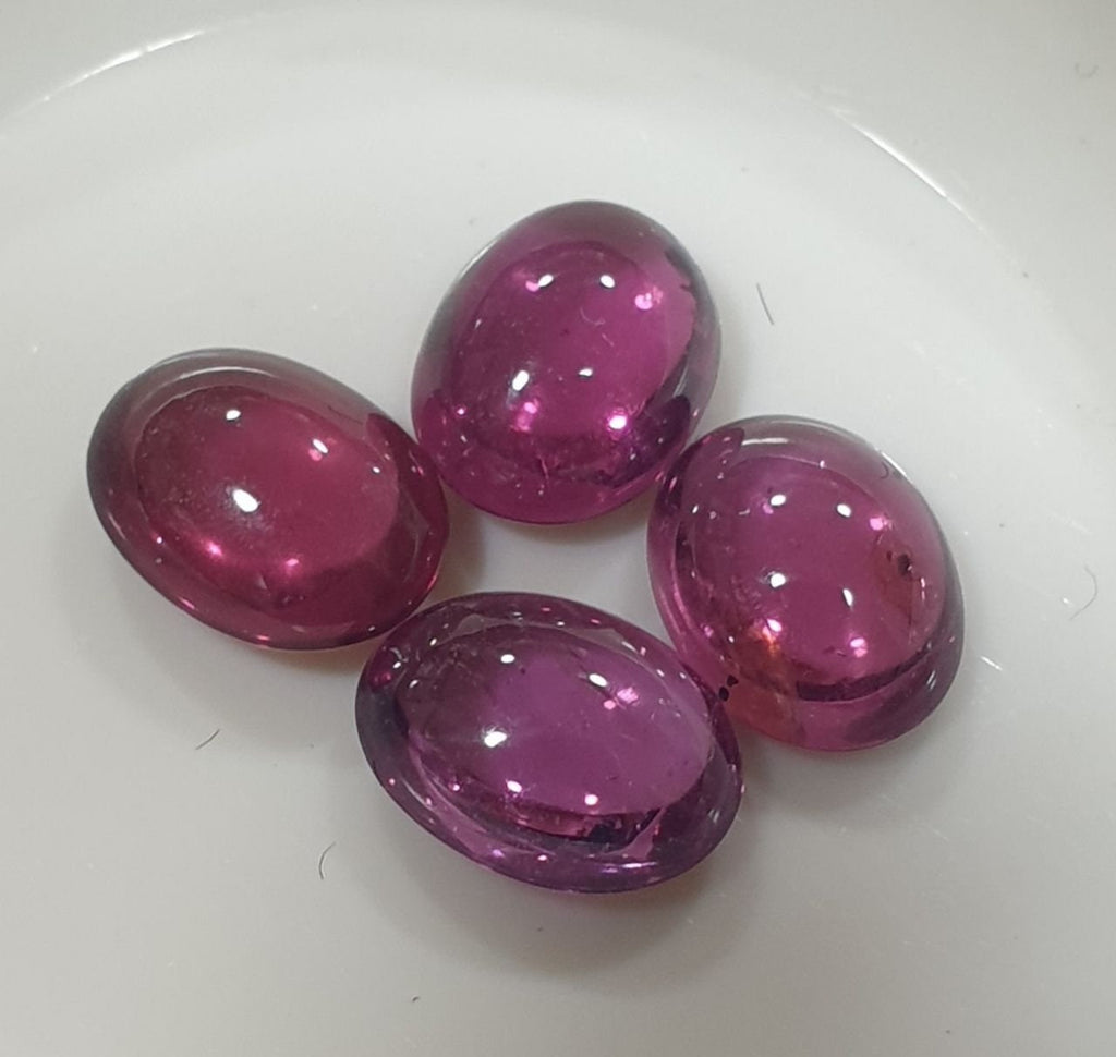 Rhodolite Garnet Lot Oval Cabochon 6-6.5x5.5mm. (4pcs.)  -Gemstone Parcels-Loose Stones Wholesale Price