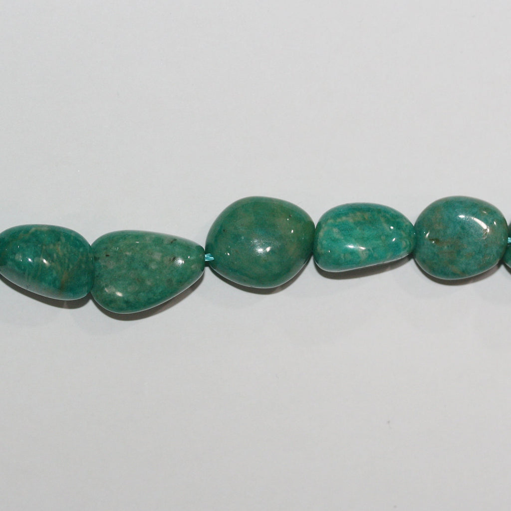 Perles de pépites lisses en amazonite russe St 15" 16x12mm.Environ - Brin 39cm.