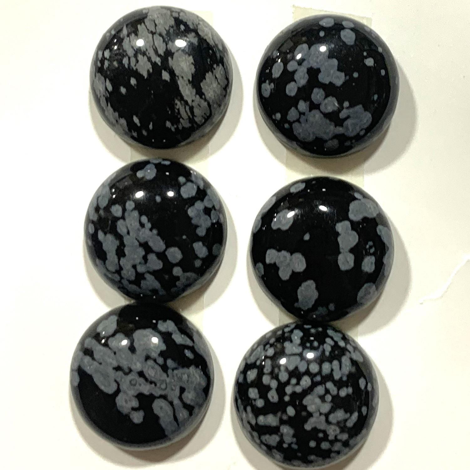6 cabochons ronds en obsidienne Nevada (6 pièces) 16 mm.